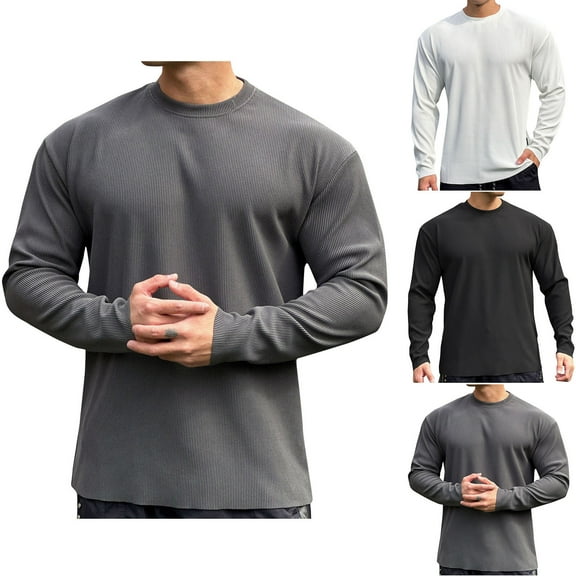 Namayuj Mens Sweatshirts Basic Solid Color Crewneck Sweatshirt Fashion Pullover Tops Winter Long Sleeve Shirts