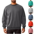 thumbnail image 1 of Namayuj Mens Sweatshirts Casual Solid Color Crewneck Sweatshirt Lightweight Sweater Tops Workout Long Sleeve Shirts, 1 of 7