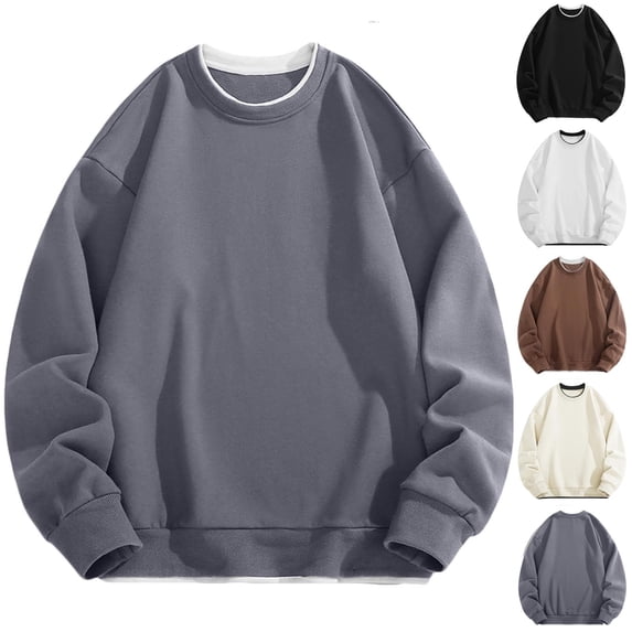 Namayuj Mens Sweatshirts Fall Color Block Crewneck Sweatshirt Fashion Pullover Tops Winter Long Sleeve T-shirts