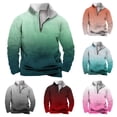 thumbnail image 1 of Namayuj Mens Zip Up Sweatshirts Basic Gradient Round Neck Sweatshirt Lightweight Pullover Tops Stand Collar Winter Long Sleeve Shirts, 1 of 6