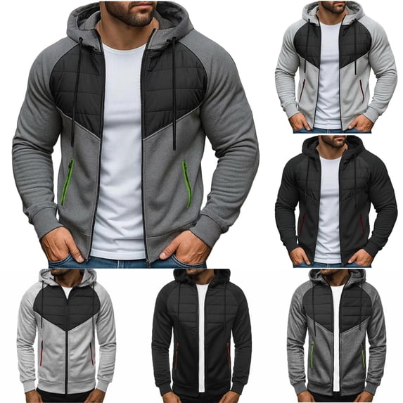 Namayuj Zip Up Hoodies for Men Basic Solid Color Hooded Sweatshirt Lightweight Pullover Tops Soft Long Sleeve Shirts