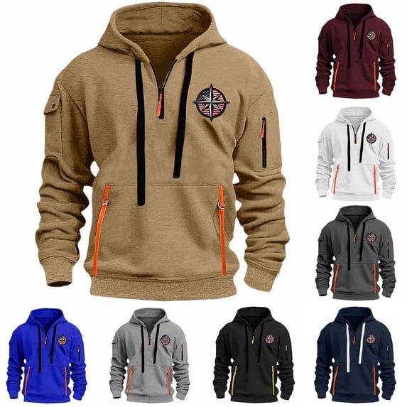 Namayuj Zip Up Hoodies for Men Basic Solid Color Hooded Sweatshirt Oversized Sweater Tops Cotton Long Sleeve Hoodie with Pcokets