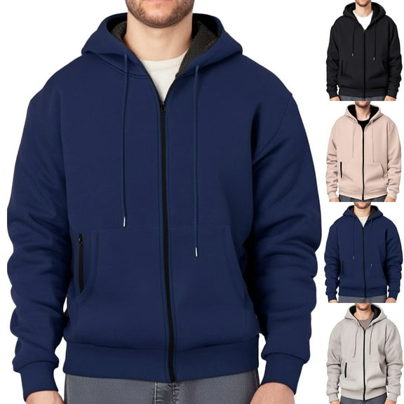 Namayuj Zip Up Hoodies for Men Trendy Solid Color Hooded Sweatshirt Athletic Sweater Tops Work Long Sleeve Shirts