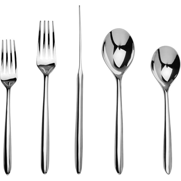Namb Dune 5-Piece Place Setting - 18/10 Stainless Steel Flatware Set with Elegant Knife, Forks & Spoons for Everyday Dining - Modern & Cutlery Silverware Set & Tableware, Dishwasher Safe