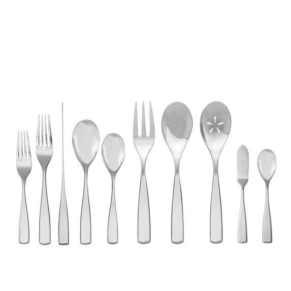 Nambe Anna Flatware 45-Pc Set, 18/10 Mirror Stainless Steel Silverware Cutlery Set, Dishwasher Safe