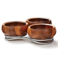 thumbnail image 1 of Nambe Braid Wood Condiment Server, Silver, 1 of 4