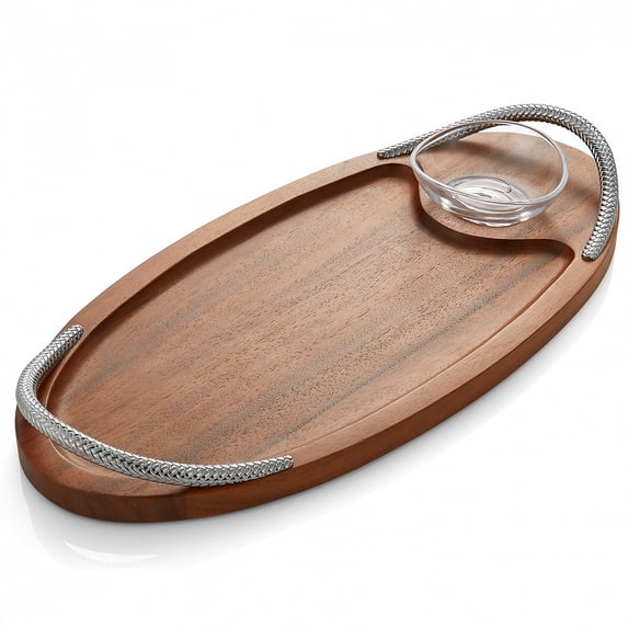 The BRAID SERVING BOARD w DIPPING DISH crafted by Nambe