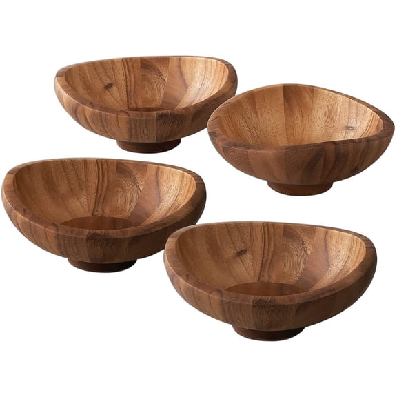 Nambe Butterfly Individual Acacia Wood Salad Bowls, Set of 4