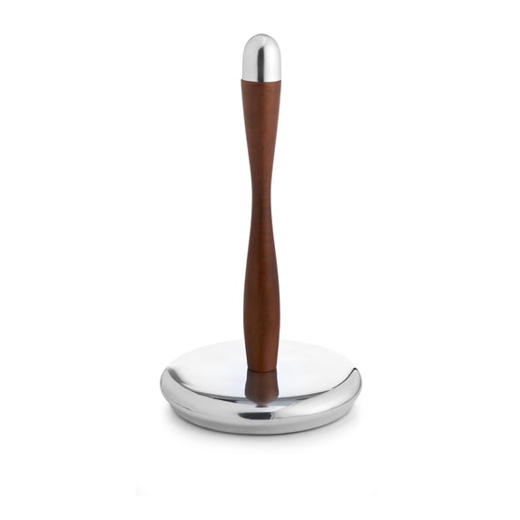 Nambe Curvo Wood and Stainless Steel Paper Towel Holder