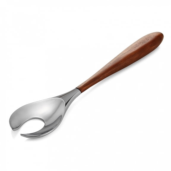 Nambe Gourmet Collection Curvo 13" Serving Fork, Acacia Wood and Stainless Steel