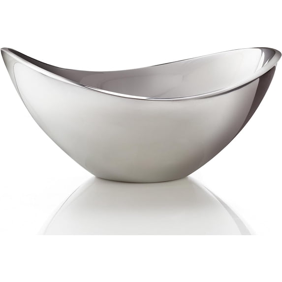 nambe Butterfly Bowl, Chilled Serving Dish for Side Dishes, Pasta, Guacamole, Prep-Ahead-Bowl Can Be Heated or Chilled, 9-Inch, Oven and Freezer Safe, Made of Metal Alloy Silver