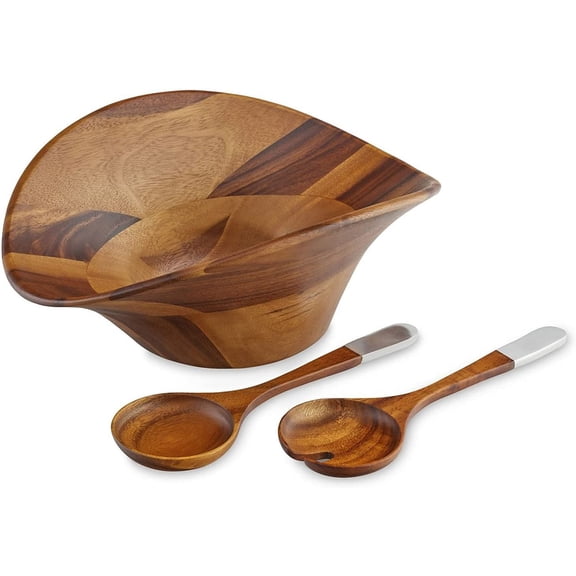Nambe Ripple Salad Bowl w/ Servers #MT1460