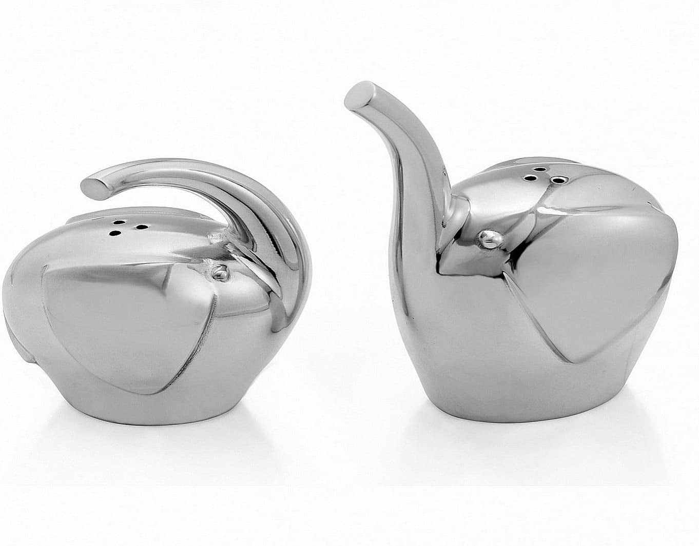 Silver Elephant Shaped Metal Salt and Pepper Shakers