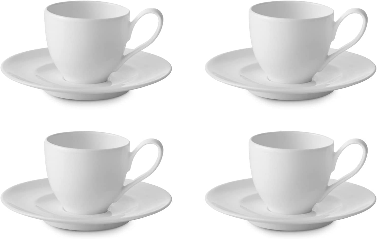 SooMILE 7oz Espresso Cups and Saucers Set Porcelain Coffee Mugs  Set of 4 for Cappuccino,Latte,Americano (Yellow): Cup & Saucer Sets