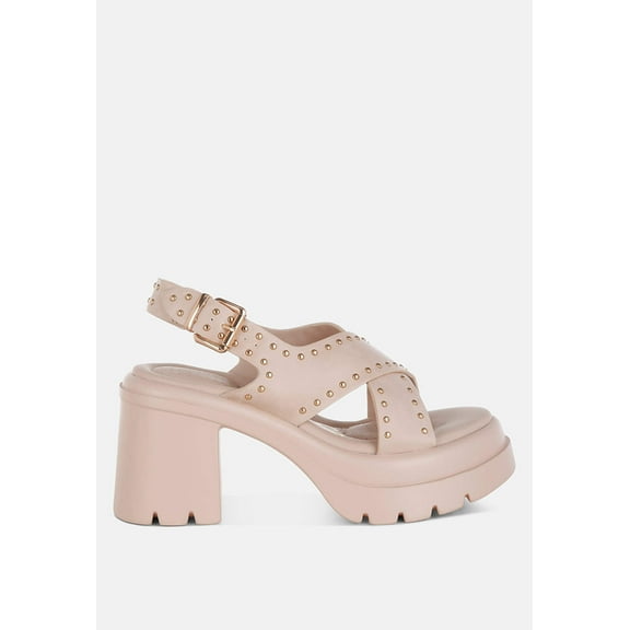 Nambo Stud Embellished Block Heel Sandals