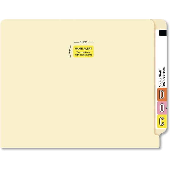 Name Alert Label Two Patients with Same Name 1-1/2” x 7/8” Fluorescent Chartreuse  Permanent Adhesive 250 Stickers/Roll