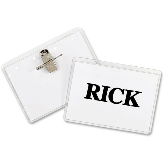 Name Badge Kits, Top Load, 4 X 3, Clear, Combo Clip/pin, 50/box | Bundle of 5 Boxes