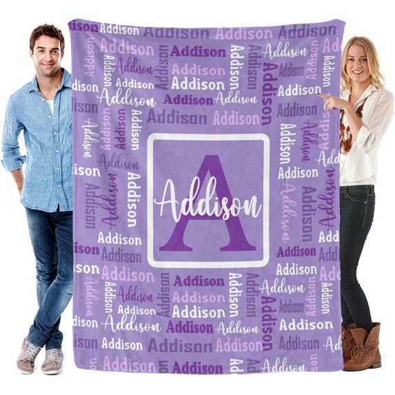 Name Blanket Personalized Blanket for Adult Kids Flannel Customized Personalized Blankets and Throws