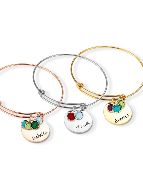 Name Bracelet Personalized With Kids Birth Month Birthstones Mom Necklace - Custom Mom Gifts from Grandkids - Mama Jewelry with Custom Birth Stone Charms Handmade Jewelry - Mother's Day Gifts