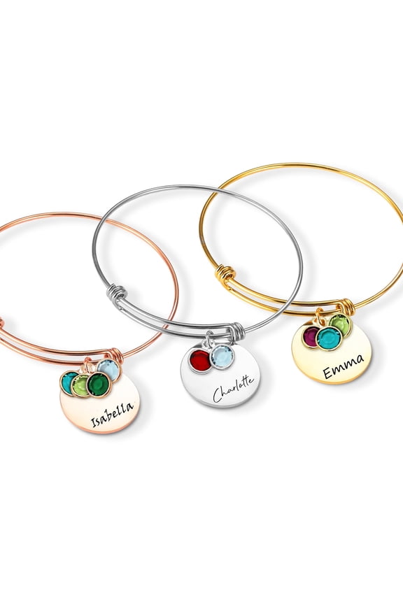 Name Bracelet Personalized With Kids Birth Month Birthstones Mom Necklace - Custom Mom Gifts from Grandkids - Mama Jewelry with Custom Birth Stone Charms Handmade Jewelry - Mother's Day Gifts