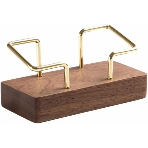 Name Card Display Stand Wood Business Card Holder Display for Desk Metal Wooden Organizer Business Display Holders for Office Home (Brown 11x5x5.5cm)