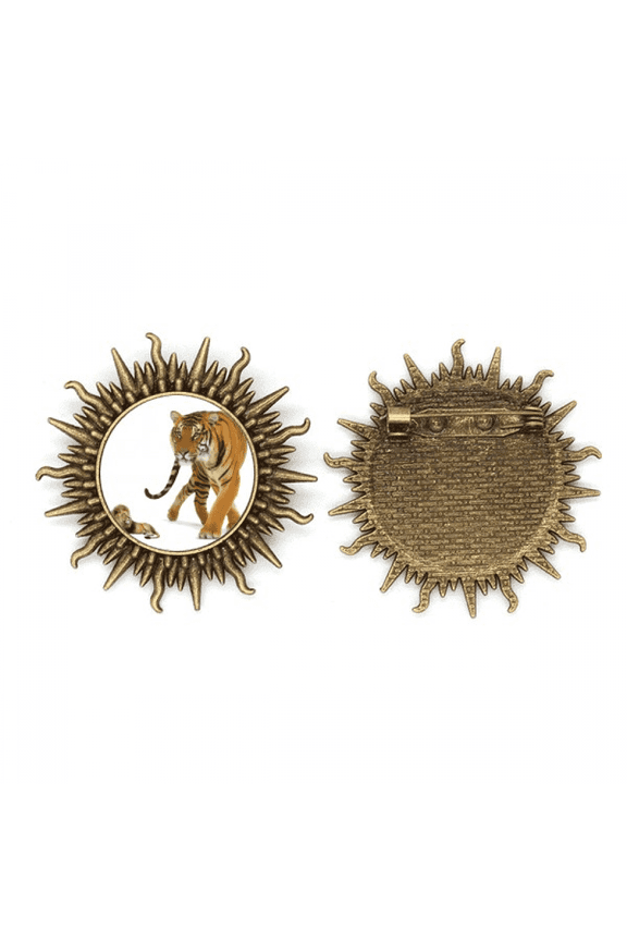 Name Cat Tiger Ferocious Art Deco Fashion Metall Sonne Brosche Haken Pin