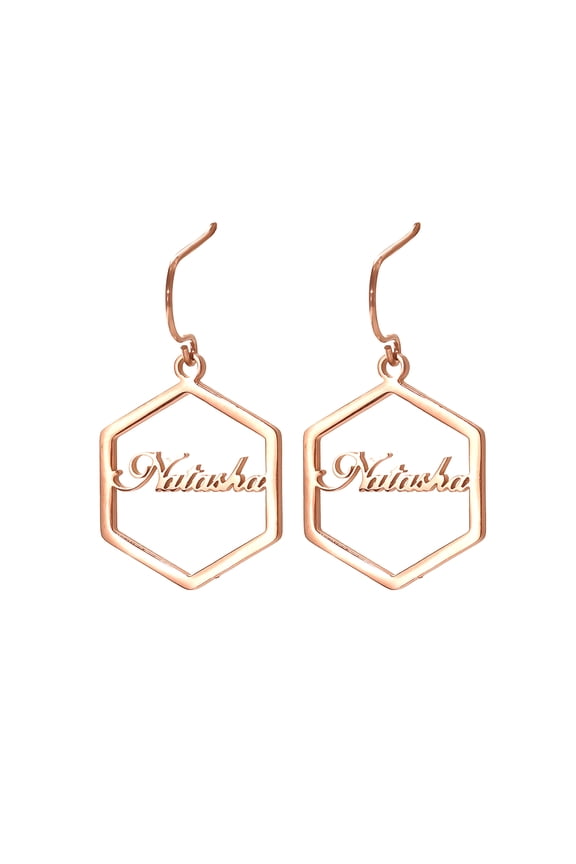 Name Custom Earring A Pair Name Custom Earrings Ear Studs Eardorp for Women Stainless Steel Earrings Gift Personalized Hexagon Earrings Letters Eardrop