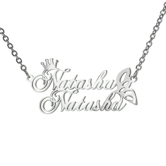 Name Custom Necklace 18K Gold Plated 2 Name Necklace Personalized Crown Heart Customized Pendant Necklace Jewelry Gift for Women