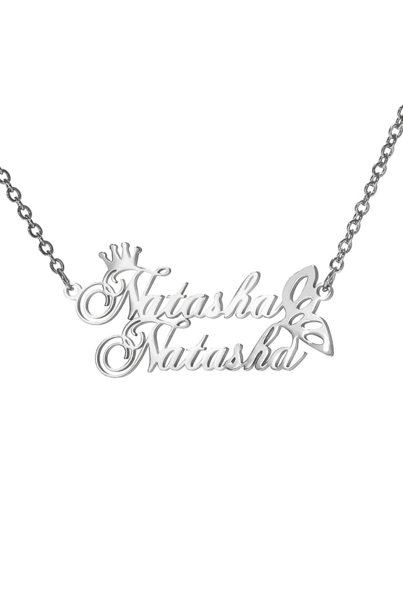 Name Custom Necklace 18K Gold Plated 2 Name Necklace Personalized Crown Heart Customized Pendant Necklace Jewelry Gift for Women