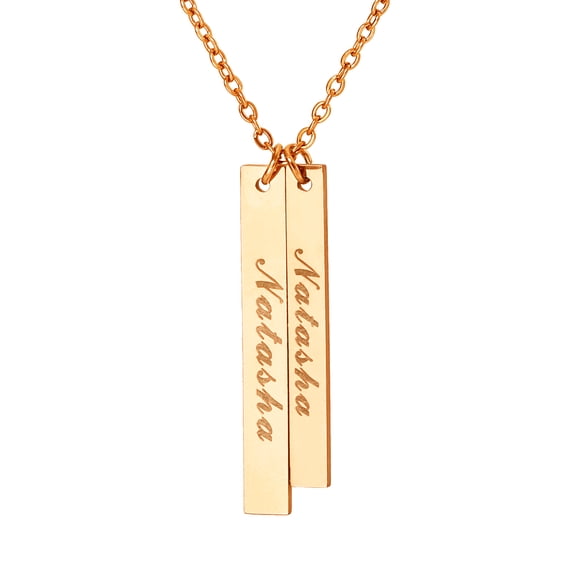 Name Custom Necklace 3D Bar Necklaces Custom Name Engraving Pendant Necklace Stainless Steel Unisex Jewelry