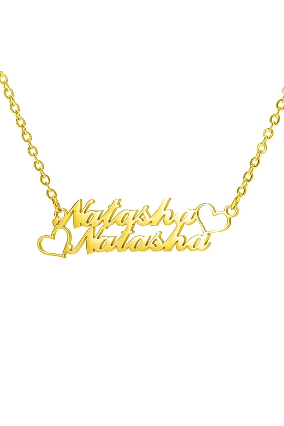 Name Custom Necklace Stainless Steel 2 Name Necklace Personalized with Heart Customized Pendant Necklace Jewelry Gift