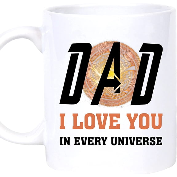 Name Dad I Love You Every Universe, Fathers Day Mugs from son, daughter on Birthday, Christmas Coffee Mug (11oz, White)