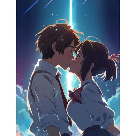 Your Name Diamond Painting Set (For Adults) 5D DIY Anime Diamond Art Set (For Beginners) Round Full Diamond Diamond Painting Gemstone Art Crafts (Home Wall Decoration Gift)