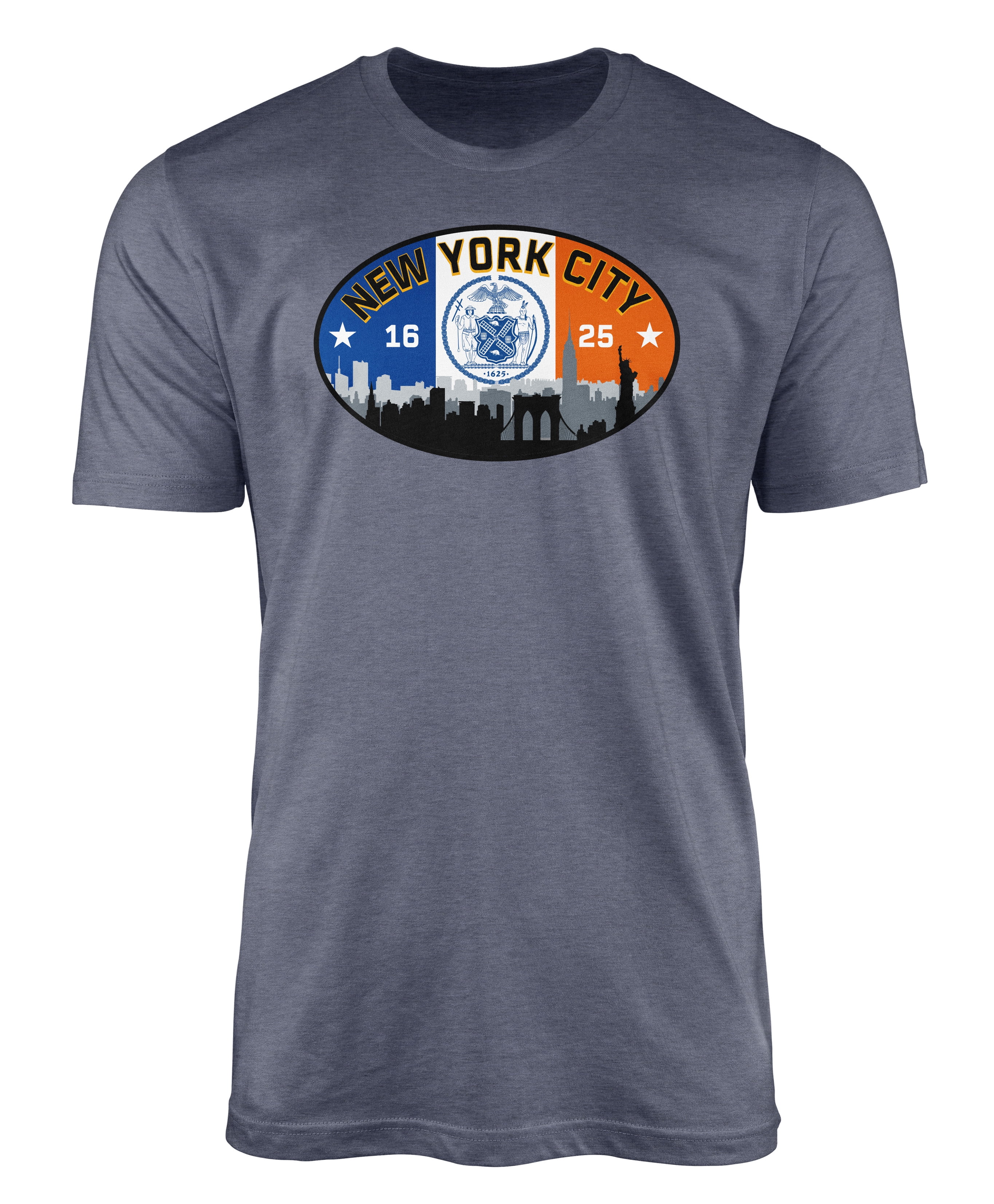 Name Drop New York City Flag City Oval Screenprinted Short Sleeve T-Shirt