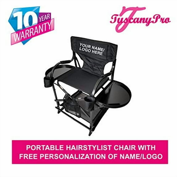 Your Name/ Logo Included TuscanyPro Portable Hairstylist Chair - Perfect for Hair Stylists, Salons, Movie Sets and More - Italian Design - 10 Years Warranty - US Patented - 22 Inch Seat Height