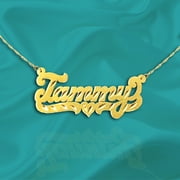 JN MONOGRAMS Name Necklace - 24K Gold Plated Sterling Silver Name Necklace - Custom Name Necklace - Gold Name - Your Name Choice Made in USA