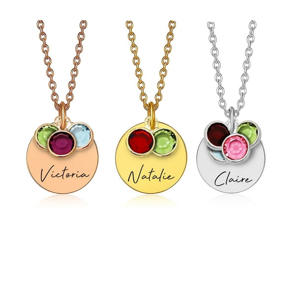 Name Necklace Personalized With Kids Birth Month Birthstones Mom Necklace - Custom Mom Gifts from Grandkids - Mama Jewelry with Custom Birth Stone Charms Handmade Jewelry - Mother's Day Gifts