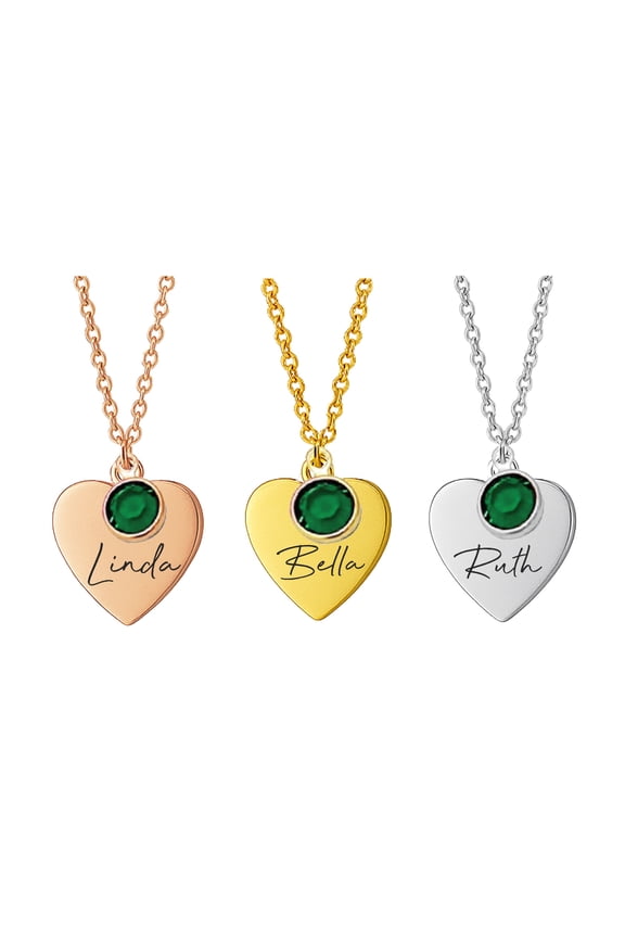 Name Necklace for Women Custom Emerald Necklace May Birthstone Jewelry for Mom Personalized Gifts for HerBirthday Gifts for Women, Birth Stone Necklace