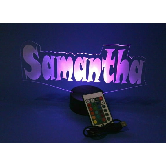 Name Night Light Up Lamp Any Name Shape LED Personalized Create Your Own Name Custom Made Desk Table Lamp, Our Newest Feature - It's WOW, With Remote 16 Colors Changing, Free Engraving, Great Gift