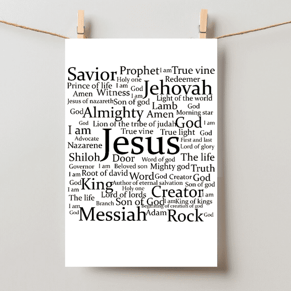 Name Of Jesus Typography Wall Art Unframed Paper Poster 8x10in