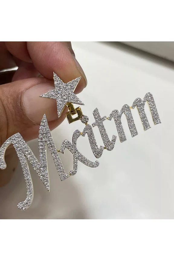 Name Pendant Custom Natural Moissanite 14k Yellow Gold Plated