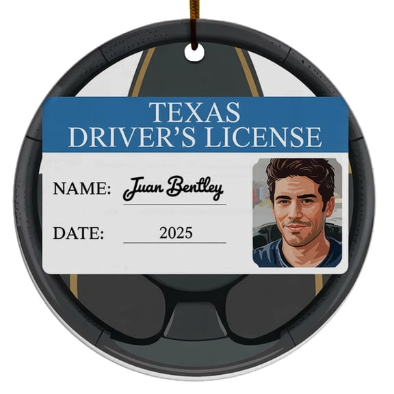 Name & Photo Driver's License Christmas Ornament 2025 - Customized Xmas Keepsake Gift, Circle Christmas Ornament, Christmas Tree Ornament, Ornament Tree Decoration