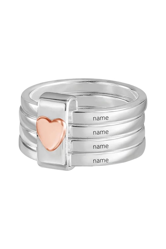 Name Rings For 925 Custom 1 5 Stackable Engraved Initial Letter Rings Anniversary Heart Promise Rings For Her Mom Wife