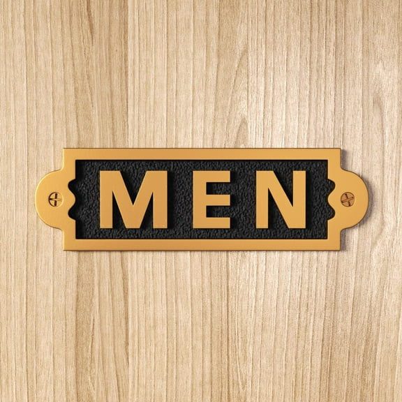 Name Sign Board "MEN" Sign Polished Brass Plaque Sign Plate Renovators Supply