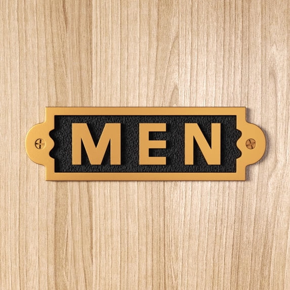 Name Sign Board "MEN" Sign Polished Brass Plaque Sign Plate Renovators Supply