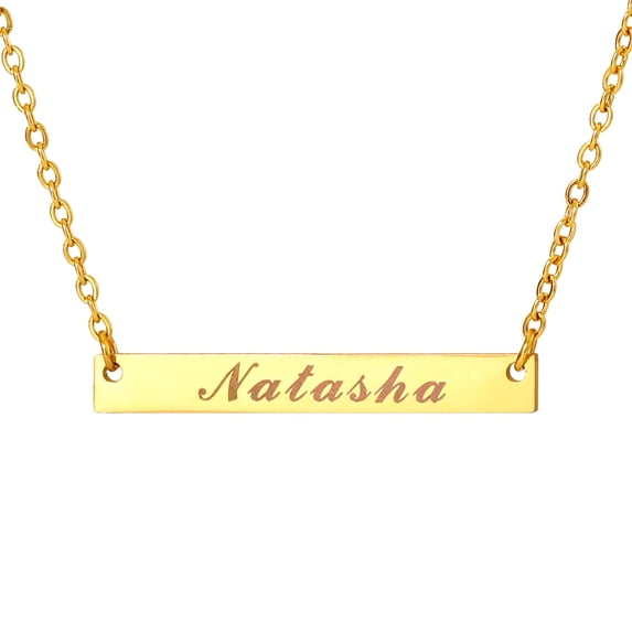 Name Stainless Steel Custom Necklace 3D Bar Necklaces Custom Name Engraving Pendant Necklace Unisex Jewelry
