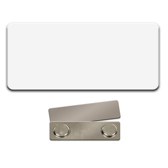 Name Tag / Badge Blanks - 10 Pack - White Plastic 3 x 1-1/2