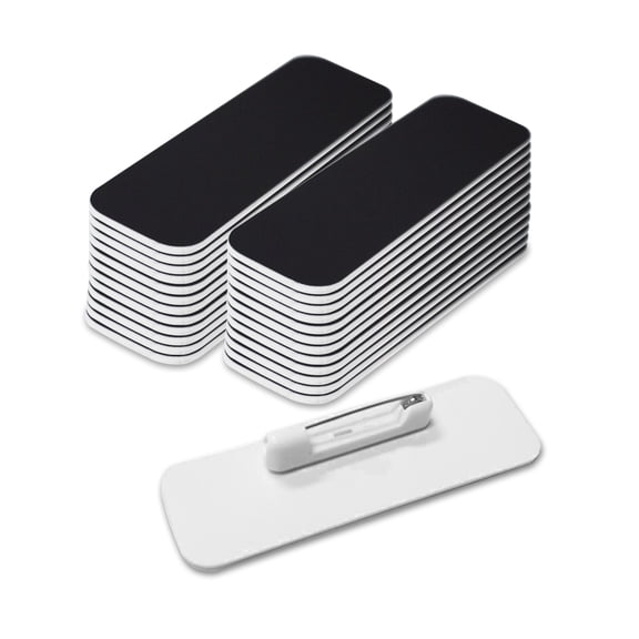 All Quality Name Tag/Badge Blanks - 25 Pack - Black 1" X 3", Round Corners, Pin