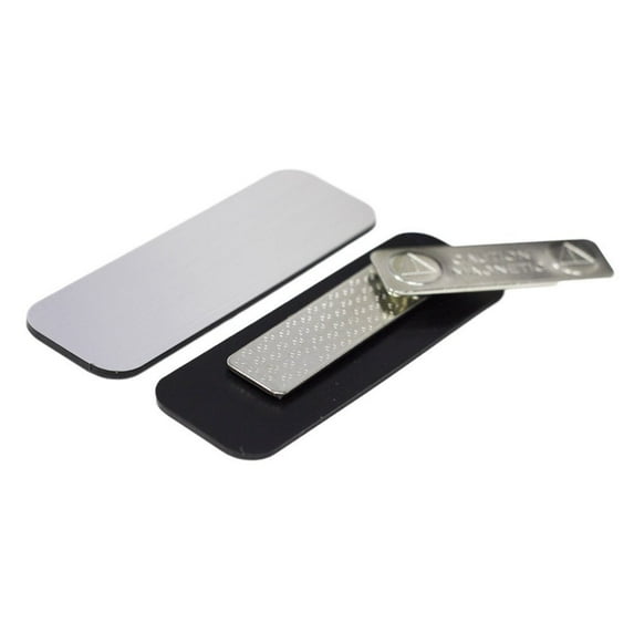 Name Tag / Badge Blanks - 50 Pack - 1" X 3" (Brushed Silver) Round Corners, White Pin Backing