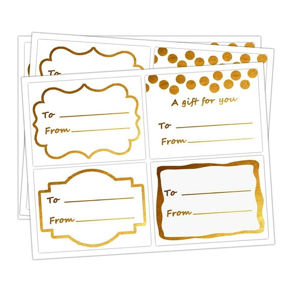 Name Tag Gold Foil Holiday Present Stickers To and From Labels for Wedding Birthday Present,3x2 inches 80 Pcs